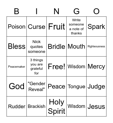 November 8th Sermon Bingo! Bingo Card