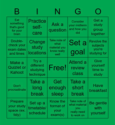 Exam Prep Bingo! Bingo Card
