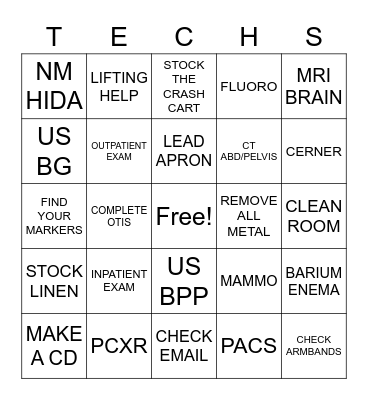RAD TECH WEEK Bingo Card