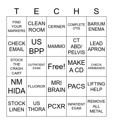 RAD TECH WEEK BINGO Card