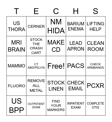 RAD TECH WEEK BINGO Card