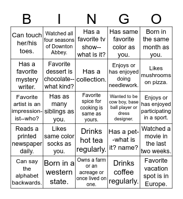 WABUNAKI GETTING-TO-KNOW-YOU BINGO Card