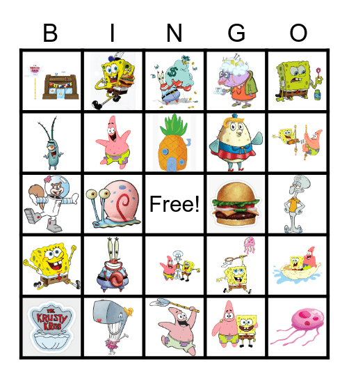 Spongebob Bingo Card