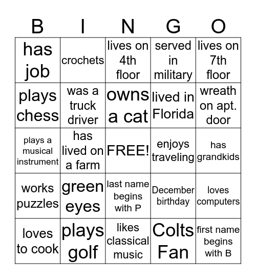 Lofts at Roberts  Bingo Card