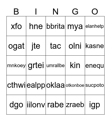 Alphabet Bingo Card