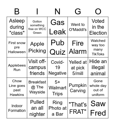 Norwich - Covid-19 Semester Bingo Card