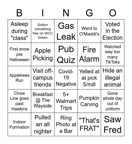 Norwich - Covid-19 Semester Bingo Card