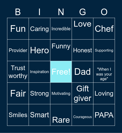 Father's Day Special Bingo Card