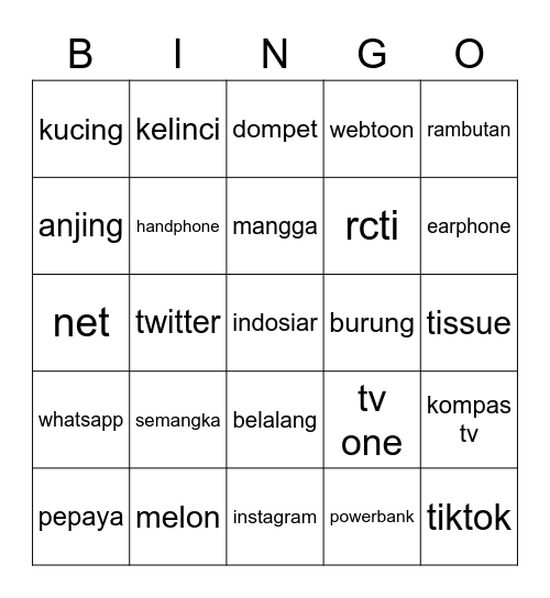 KIA'S BINGO BISMILLAH Bingo Card