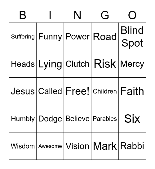 Sermon Bingo Card
