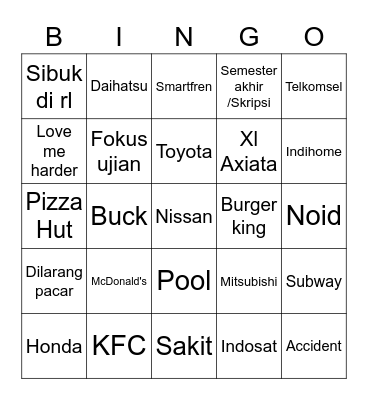 Untitled Bingo Card