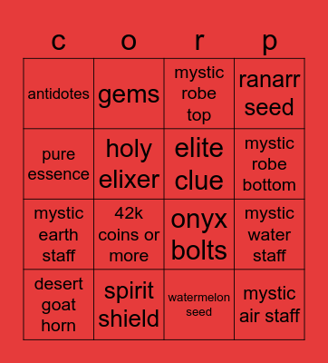 corp Bingo Card