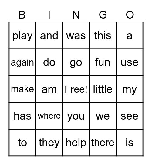 Sight Words Tier 2 Bingo Card