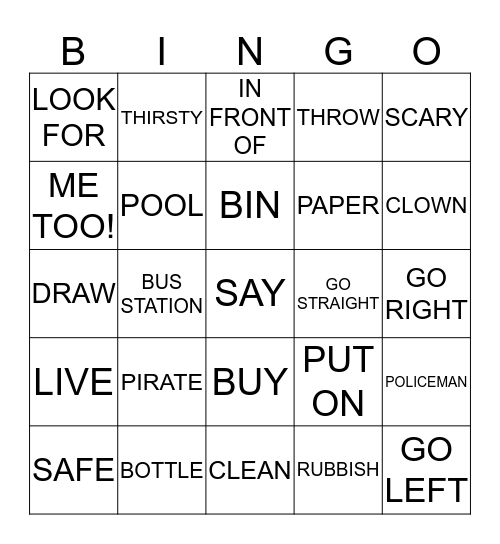 Lessons 11-15(OUR TOWN) Bingo Card