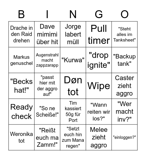 Konterbier Raid Bingo Card