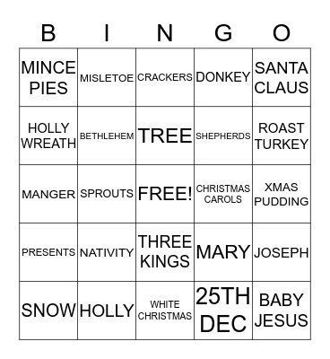 CHRISTMAS BINGO Card