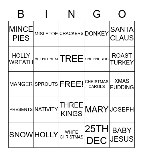 CHRISTMAS BINGO Card