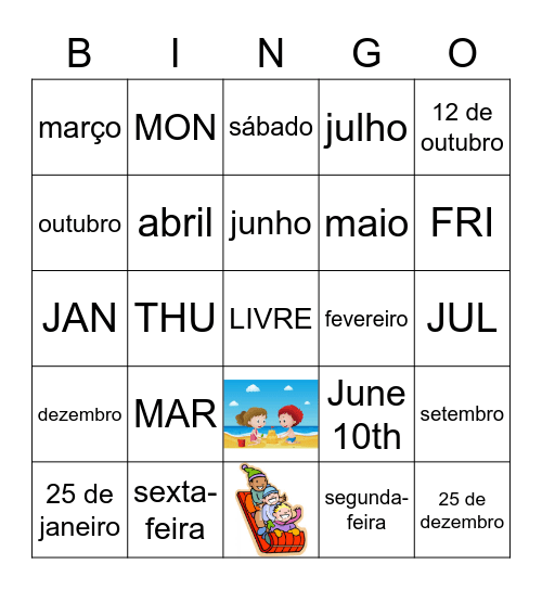 Calendário Bingo Card