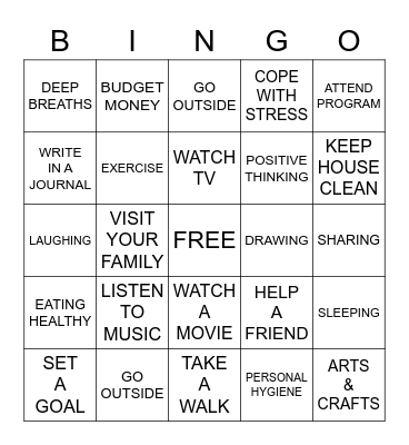 INDEPENDENT LIVING SKILLS Bingo Card