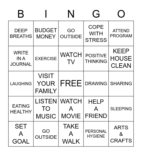 INDEPENDENT LIVING SKILLS Bingo Card