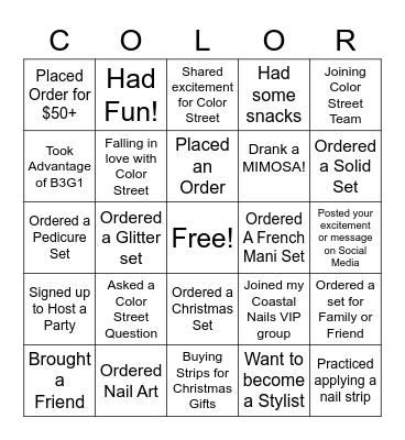 Color Street Bingo Card