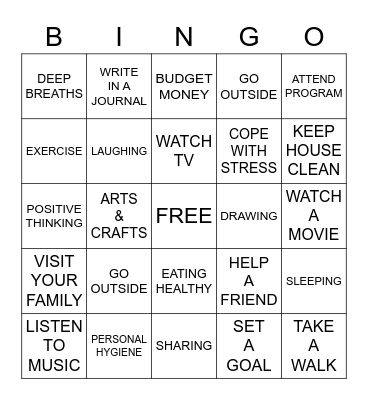 INDEPENDENT LIVING SKILLS Bingo Card