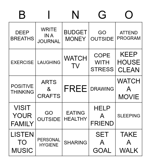 INDEPENDENT LIVING SKILLS Bingo Card