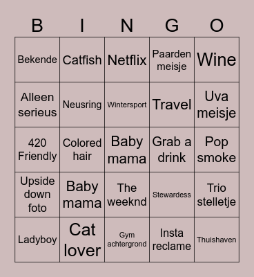 Tinder bingo Card