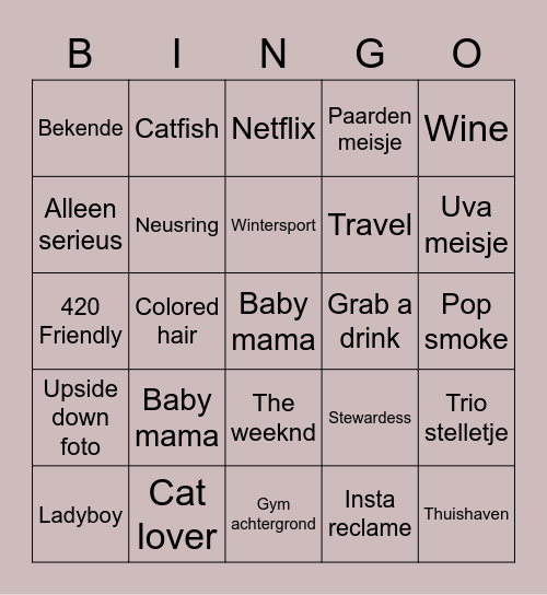 Tinder bingo Card