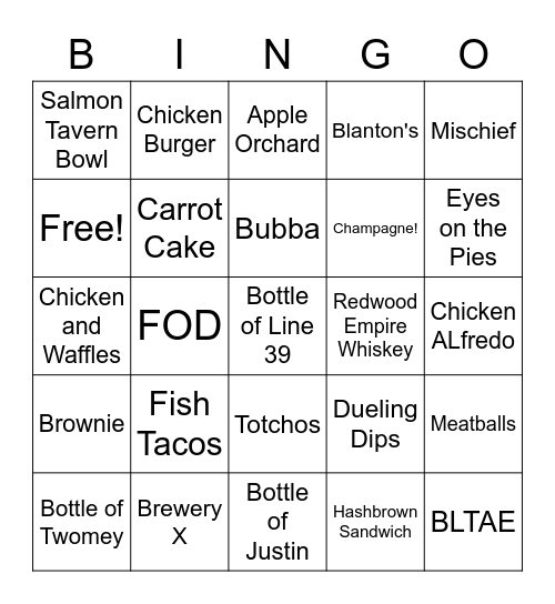 Brunch Brunch Brunch Bingo Card