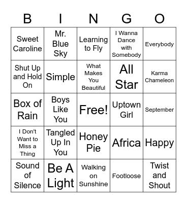 Music Therapy Bingo Card