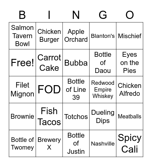 Brunch Brunch Brunch Bingo Card