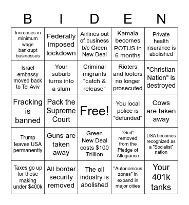 MAGA Biden Bingo Card (Good Luck) Bingo Card