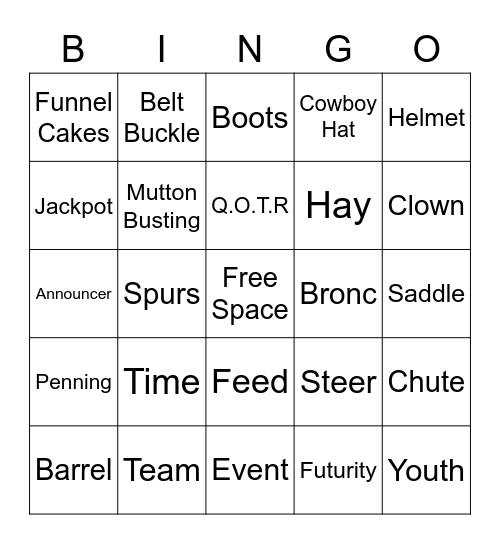 RODEO! Bingo Card