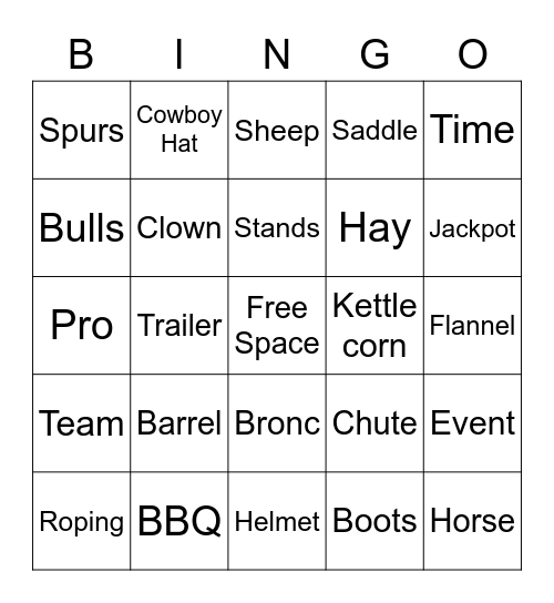 RODEO! Bingo Card