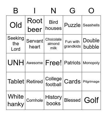 Grammy and grandpa 2020 bingo Card
