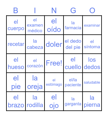 En el consultorio Bingo Card