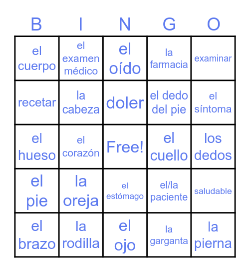 En el consultorio Bingo Card