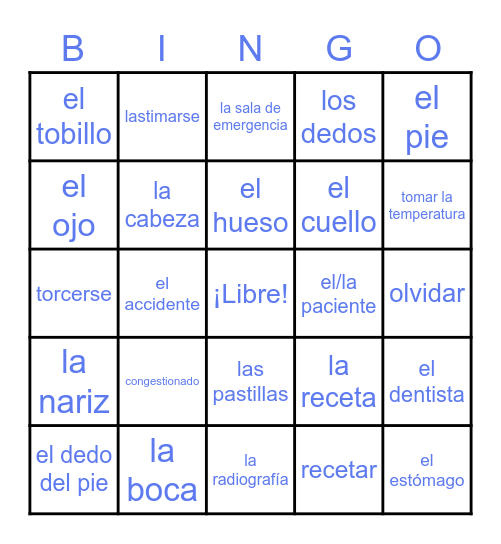 En el consultorio Bingo Card