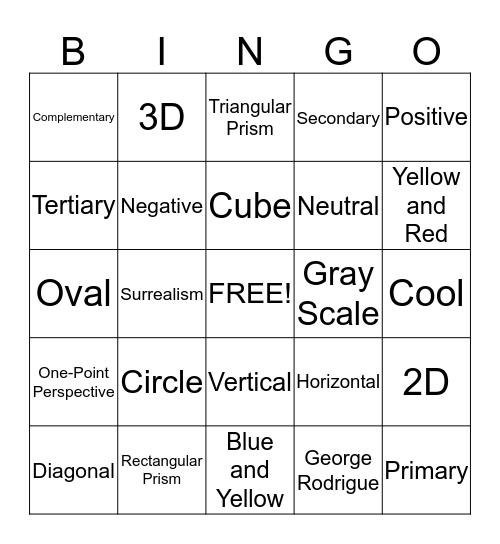 Art Final Bingo Card