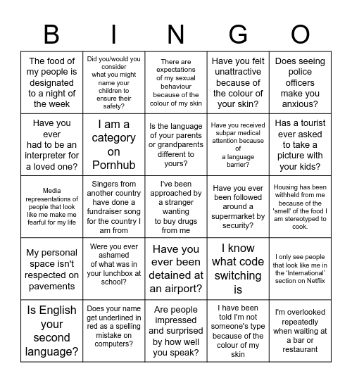 Bingo with Saaqib & Nathaniel Bingo Card