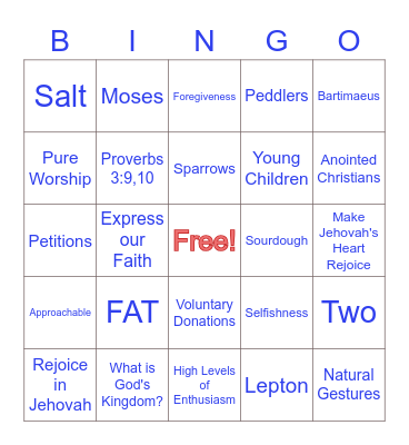 Coker Family Worship Bingo Card