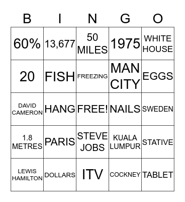 UP! IDIOMES Bingo Card