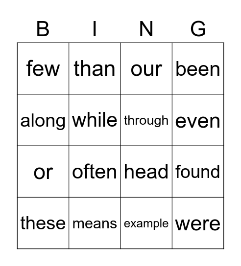 Sight Words-Aubrey Bingo Card