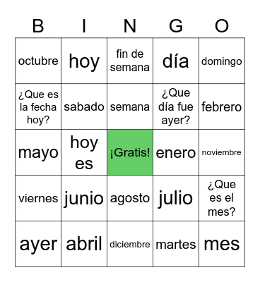 El Calendario Bingo Card