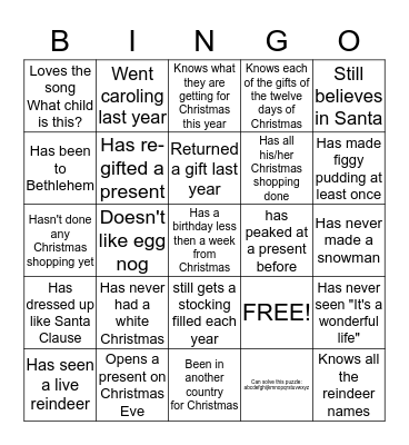 Christmas Bingo Card