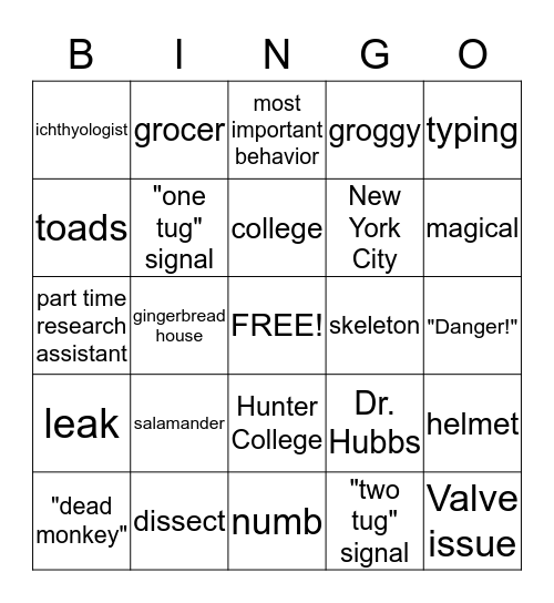 Shark Lady Ch. 3 and 4 Bingo Card