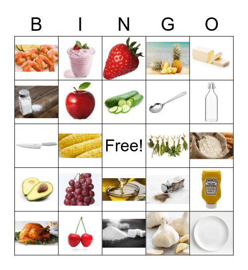 La comida Bingo Card