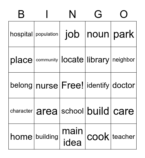 Reach C Unit 1 Part 2 Key Words Bingo Card