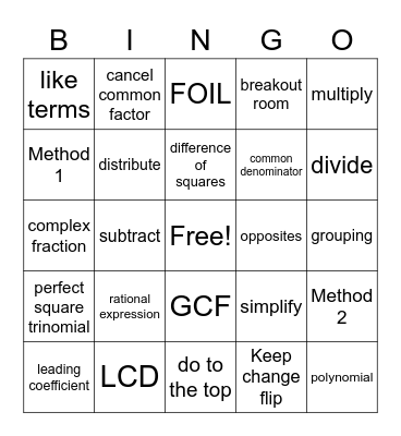 Module 7 Bingo Card